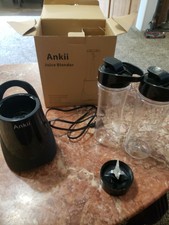 Black electric Personal Blender with Two 28 oz Travel Bottles & Lids open box 
