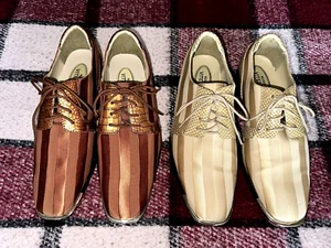 Hugo Vitelli Shoes size 10 Lace up Tuxedo Stripe Men's Oxfords lot of 2 - Picture 1 of 19