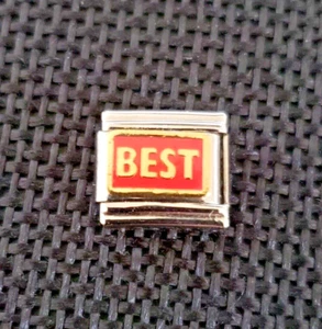 Italian Charm Link Best Gold and Red Stainless Steel Enamel 9mm D'linQ Brand - Picture 1 of 2