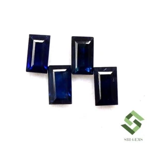 3.5x2x1.5 mm Natural Blue Sapphire Baguette Cut Lot 04 Pieces 0.48 Cts Gemstones - Picture 1 of 6