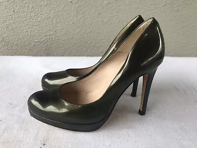 L.K. LK Bennett London 36 US 5.5 Women Olive Leather Pumps Heels Formal Shoes B2 - Image 1 of 4