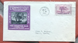 1935 CONNECTICUT TERCENTARY THE CHARTER OAK #772 HARTFORD DAY IOOR CACHET FDC - Picture 1 of 1
