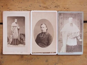 Lot 3 CDV photos portraits écclésiastiques, curés, diacres - Imagen 1 de 3