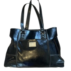 Franklin Covey Leather Shoulder Bag Black Tote Purse Laptop Briefcase Vintage - Picture 1 of 17