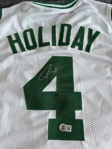 Camiseta cosida autografiada por Jrue Holiday NBA Boston Celtics certificado de autenticidad BAS - Imagen 1 de 11
