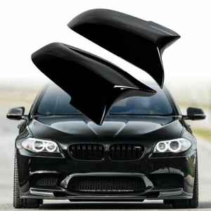 Pair Gloss Black Side Mirror Cover Cap For 2014-2018 BMW 5Series F10 F11 F18 LCI - Picture 1 of 8