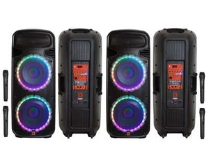 2 MR DJ 4500 Watts Dual 12" Rechargeable PA DJ Party Speaker Bluetooth, Light, E - Picture 1 of 7