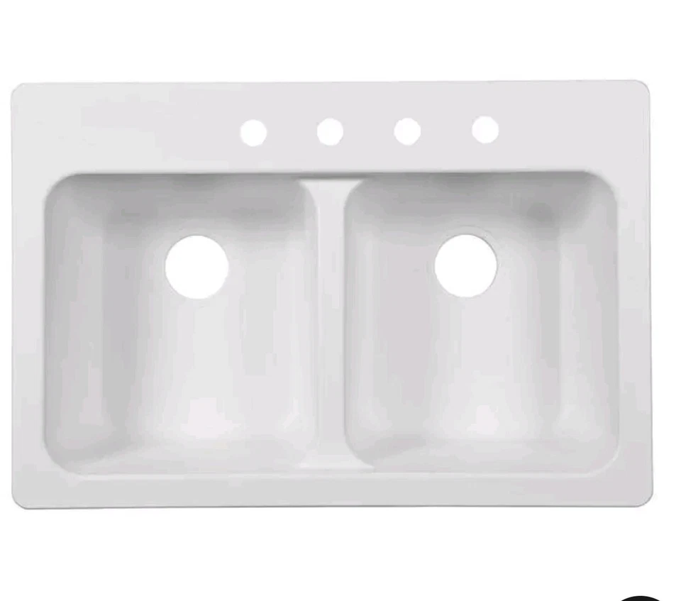 Kindred Tectonite Doble Montaje 33 x 22 x 13 pulgadas Fregadero de dos cuencos blanco FTW904BX Foto 1 de 1