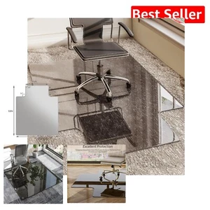 Durable 1/5" Thick Tempered Glass Office Chair Mat - Artistic Irregular Shape - Picture 1 of 11