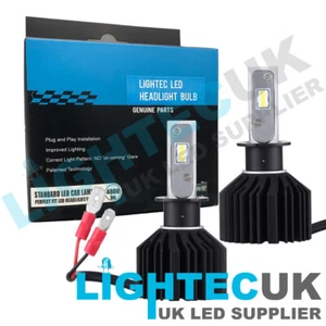 H3 LIGHTEC UK SLIM COMPACT FANLESS LED CONVERSION CAR HEADLIGHT BULBS KIT 6000K - Picture 1 of 5