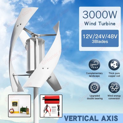 Kernloser Permanentmagnet Generator 400W Vertikale Windturbine 12V - 3-Blatt Windgenerator Für Boote & Gartenhäuser Vertikale Windturbine 12V 3-Blatt