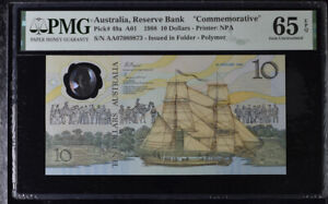 Australia 10 Dollars 1988 P 49 a AA Prefix Comm. Polymer Gem UNC PMG 65 EPQ