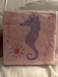 Cynthia Rowley Seahorse Paper Cocktail Napkins Pink/Purple 40count New W Tags - Picture 1 of 2