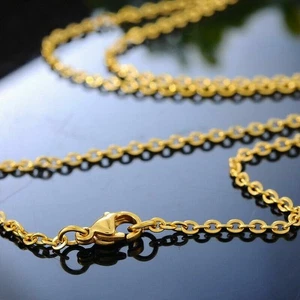 17"-23" Gold Plated Stainless Steel Hypoallergenic Mens Womens Chain Necklace - Picture 1 of 3