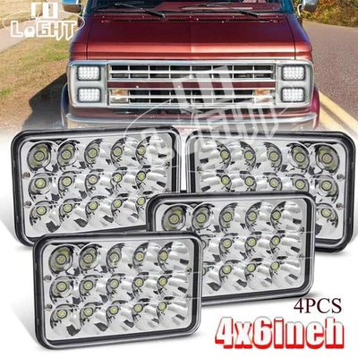 Faros LED HI-LO 4x6" cromados aptos para Chevrolet G10 G20 G30 1978-1991 Foto 1 de 4