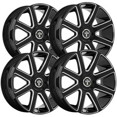 (Set of 4) Dub DC273 Pull 24x9 5x115/5x120 +38mm Black/Milled Wheels Rims - Image 1 of 4