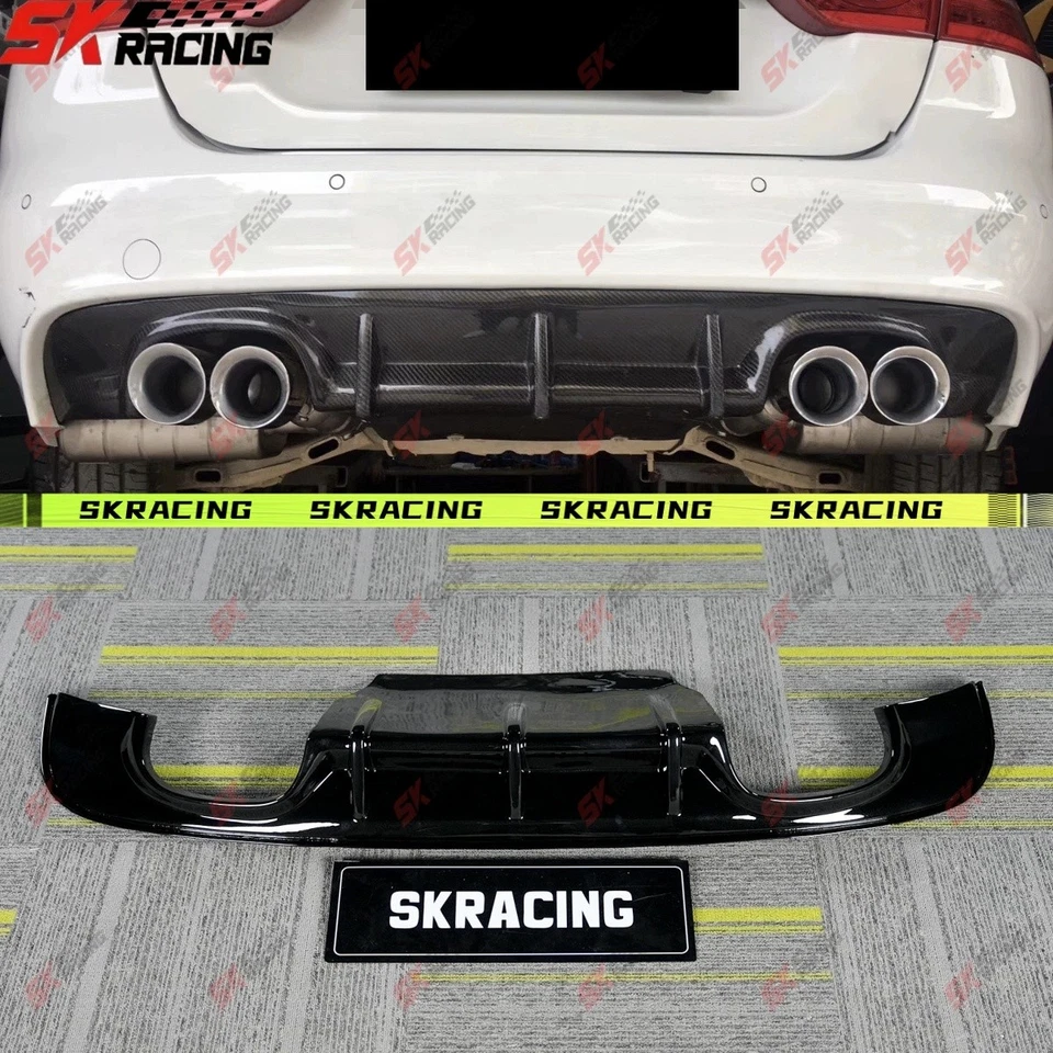 Difusor labial traseiro preto brilhante fibra de carbono/para-choque serve para 2016-2019 Jaguar XF - Imagem 1 de 4