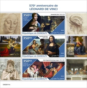 Djibouti - 2022 Artist Leonardo da Vinci - 3 Stamp Sheet - DJB220111a - Picture 1 of 1