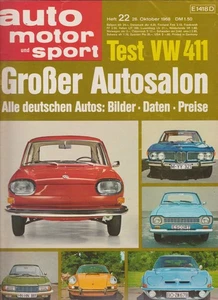 auto motor sport Heft 22 Oktober 1968 VW 411 Fiat 850 Sport Spider Pariser Salon - Bild 1 von 2