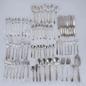 Vtg Eldan Nickel Silver  ELD15 Prelude Flatware Set Service For 8 Unused 74pc - Picture 1 of 11