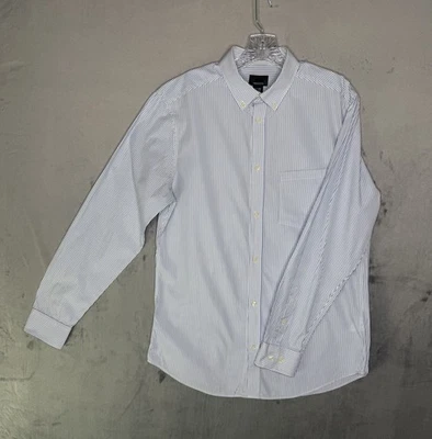 H&M Rayas Verticales Azul y Blanco Manga Larga Abotonada - Talla Mediana 15 3/4 Foto 1 de 4