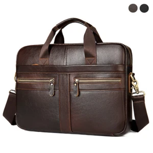 Arbeitstasche Herren Umhängetasche echte Leder Business Aktentasche Laptoptasche - Bild 1 von 19