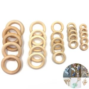 5-50Pcs Macrame Beads DIY Crafe Natural Wooden Necklace Jewellery Round Rings - Picture 1 of 20