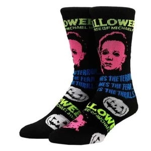 Halloween Michael Myers Black Light Crew Socks - Picture 1 of 1