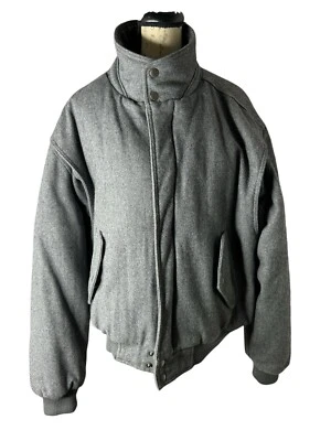 Vintage Members Only Mens Wool Bomber Jacket Sz 46 Gray Tweed Quilted 90s - Image 1 of 4