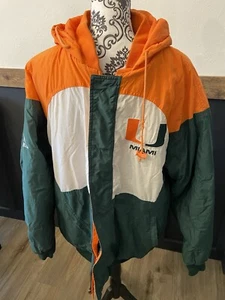 Vintage Miami Hurricanes Apex One Windbreaker Jacket Size XL 90s NCAA - Picture 1 of 7