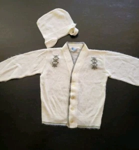 Huntingdon Mills Vintage 60s 2T Cardigan And Bonnet - Picture 1 of 11