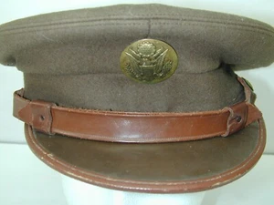 Vintage WW2 US American Army Enlisted Officers Wool Service Dress Visor Hat Cap - Picture 1 of 6
