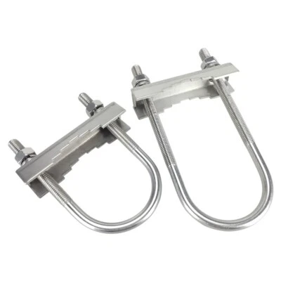 4X Stainless Steel U-Shaped Mast Clamps for Antenna/Tower Mounting - Image 1 of 4