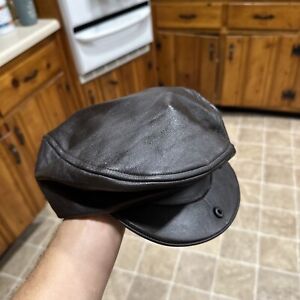Kangol Leather Newsboy Hat Size Medium
