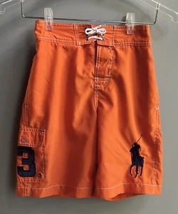 Boys POLO Ralph Lauren Swim Trunks Orange Big Pony Size S (8) Inseam 8" w/mesh - Picture 1 of 7