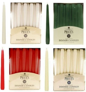Prices Tapered Dinner Candles 25cm Unscented 50 Bulk Pack 7 Hour Burn Dripless  - Picture 1 of 17