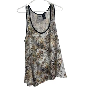 Harley Davidson Womens Tank Top Logo Wings Raw Hem Sheer A Line Medium Bikergirl - Picture 1 of 11