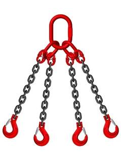 8mm 4 Leg Lifting Chain Sling EWL 2 MTR 4.25 ton Clevis Sing Hook ID Cert - Picture 1 of 5