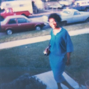 Vintage Polaroid Photo Cute Lady Blurry Cars Street Moody Odd Found Art Snapshot - Picture 1 of 5