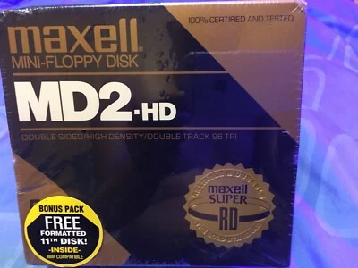 Mini disquete de doble cara de alta densidad para computadora Maxell MD 2HD 5-1/4" caja de 10 Foto 1 de 4