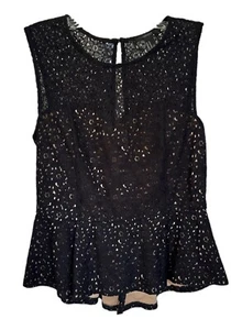 Forever 21 ärmelloses Damen-Oberteil mit Blumenmuster Strick hinten mit Reißverschluss - Größe M schwarz - Bild 1 von 8