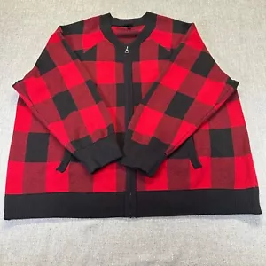 Torrid Cardigan Zip Up Bomber Sweater Womens Size 4 Full Zip Buffalo Check Knit - Picture 1 of 7