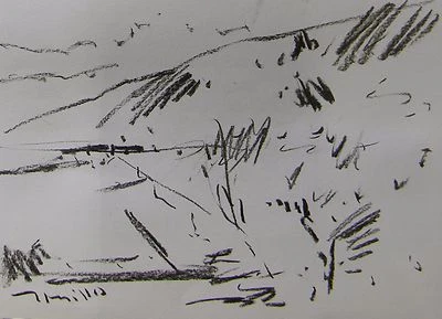 JOSE TRUJILLO IMPRESIONISMO MODERNO ORIGINAL DIBUJO AL CARBÓN PAISAJE ORIGINAL Foto 1 de 4