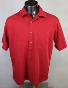 Mens Bugatchi Uomo Loop Collar Button Front Shirt Size L Red Vintage Modal Camp - Picture 1 of 10