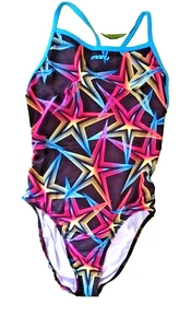 MARU UK38" Multi 100% Chlorine Resist UPF 50 Starlight Pacer Speed Back Swimsuit - Picture 1 of 4