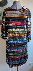 Stunning TU Ladies Sequin Stripe Dress, Size 8, BNWT - Picture 1 of 7