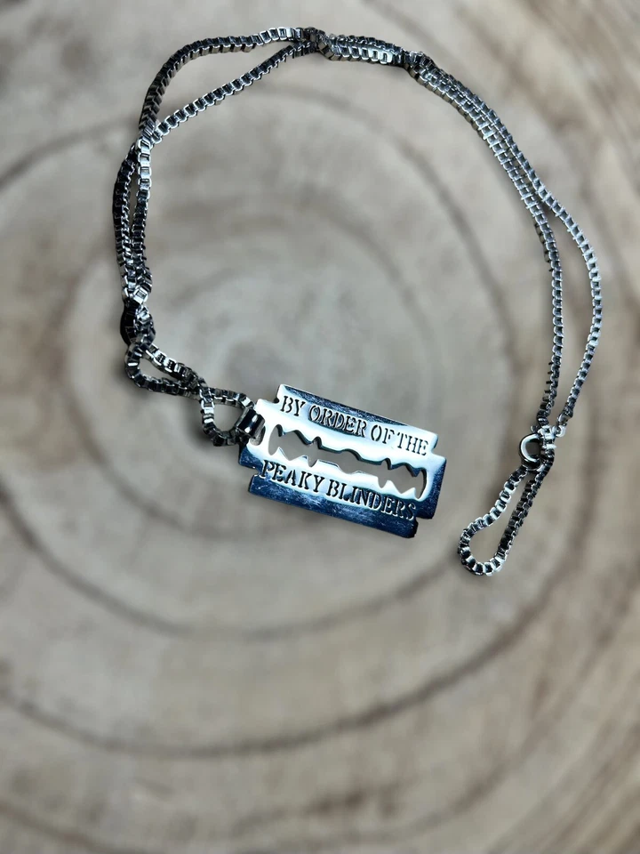 🍀 Peaky Blinders Design Halskette Cosplay Rasierklinge Razorblade Gestanzt