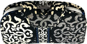 NEU Vera Bradley Kiss'n Snap Doppelverschluss Clutch Geldbörse - blau schwarz grau creme - Bild 1 von 9