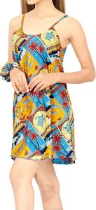 LA LEELA Womens Summer Casual Swing T-Shirt Dresses Beach Cover up L Mustard_Z22 - Picture 1 of 3