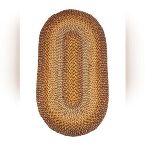 Vintage Moroccan Wool Oval Area Rug Brown Red Yellow White Gray 58" x 31" - Picture 1 of 3